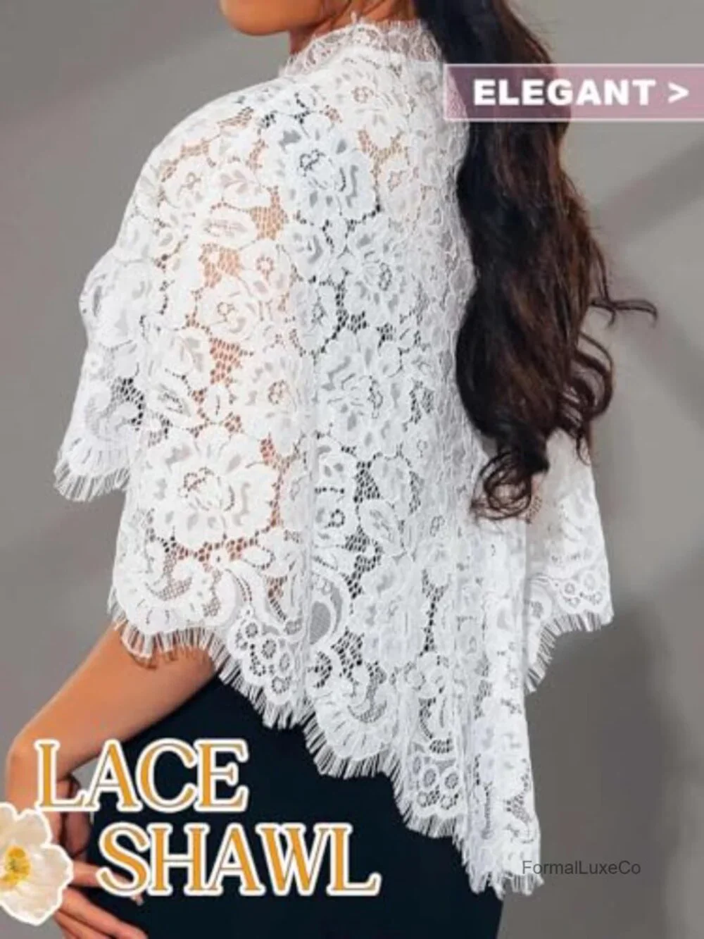 Lace Shawl Wrap Bolero for Women Wedding Formal Events